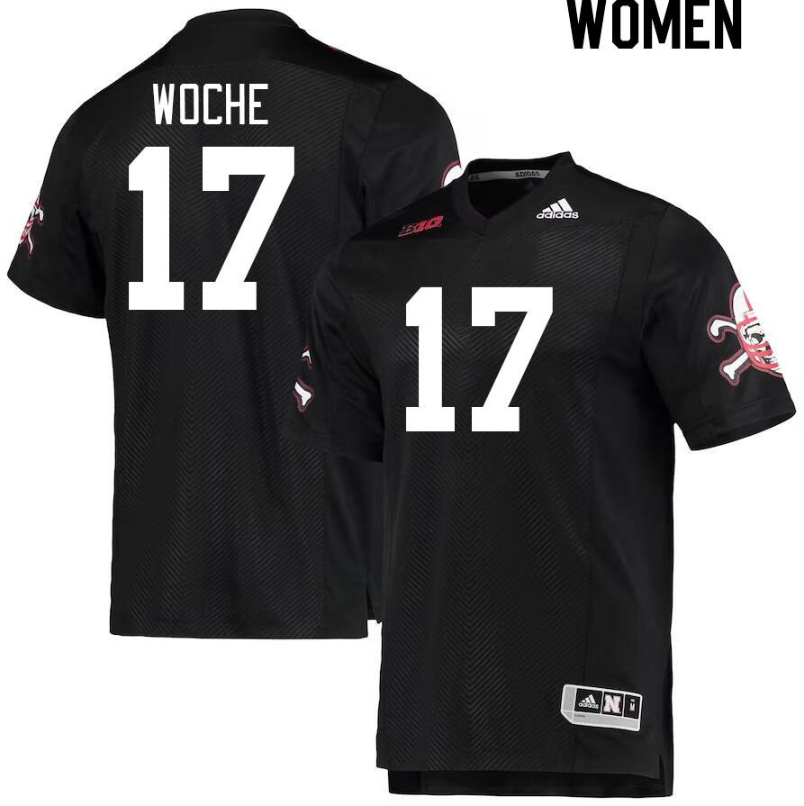 Women #17 Jack Woche Nebraska Cornhuskers College Football Jerseys Stitched Sale-Black - Click Image to Close